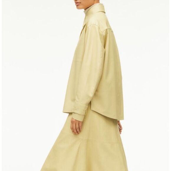 ZARA Leather Limited Edition Oversized Collared Long Sleeve Button Down Shirt Me - Picture 7 of 11